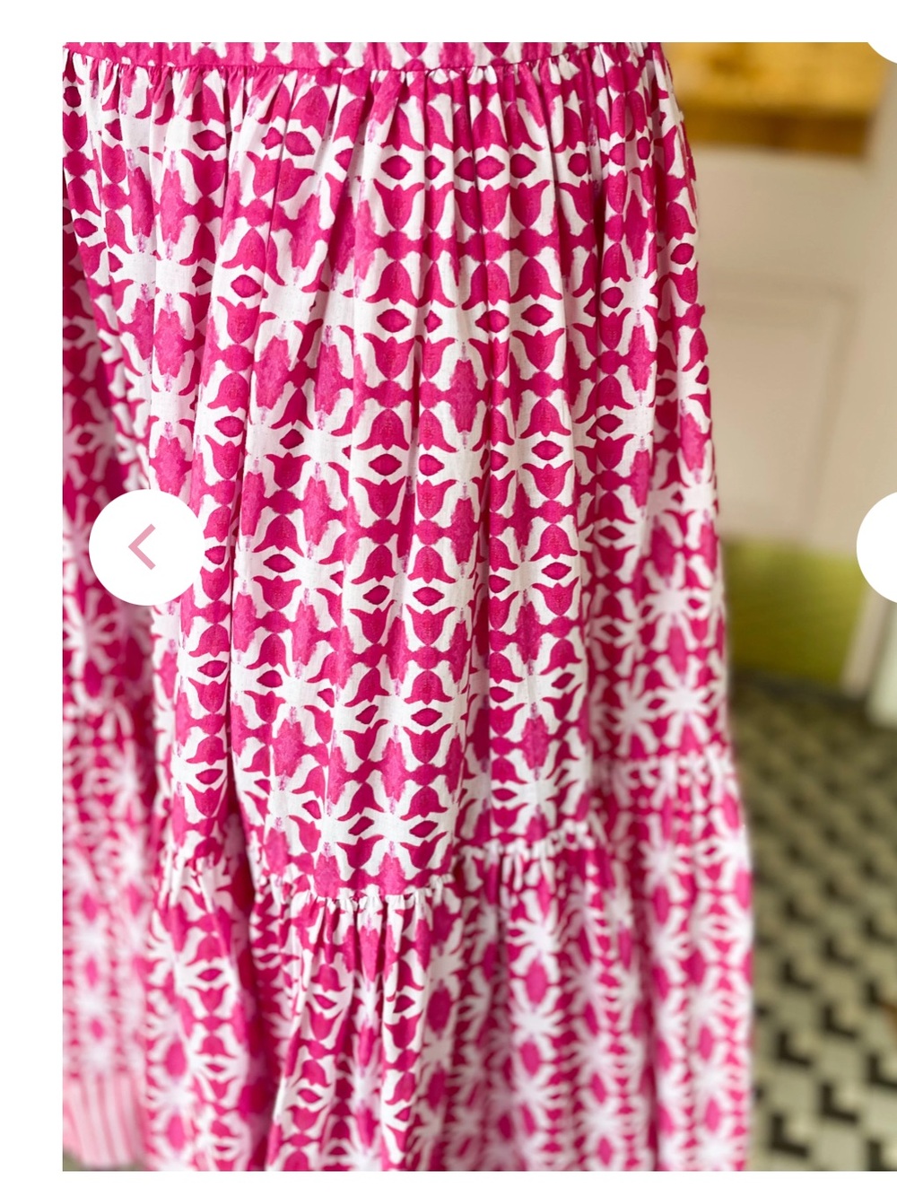Brooks Avenue Women’s Pink Patterned Tiered Maxi Skirt with Elastic Waist - Picture 2 of 6